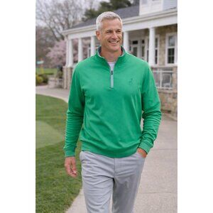 Peter Millar Mens Large Golf 1/4 Zip Pullover Green